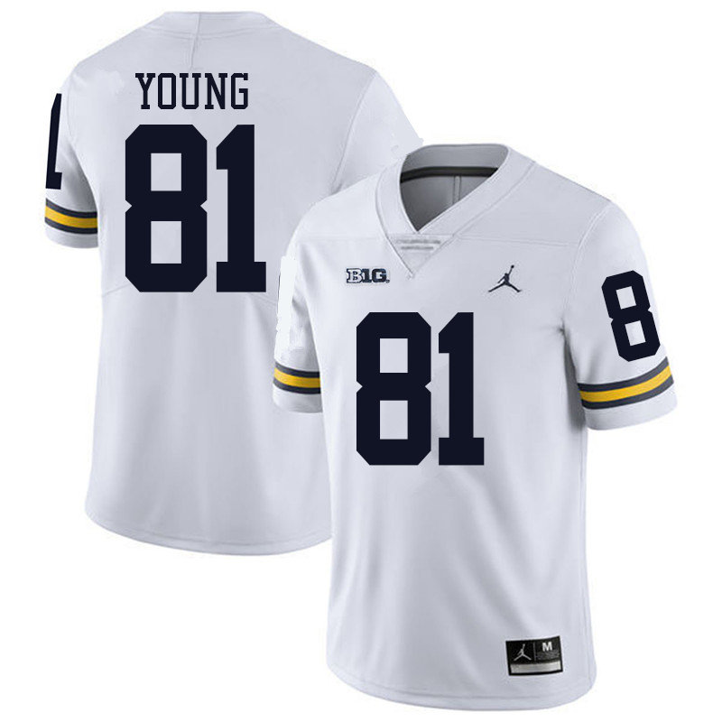 Jordan Brand Men #81 Jack Young Michigan Wolverines College Football Jerseys Sale-White - Click Image to Close